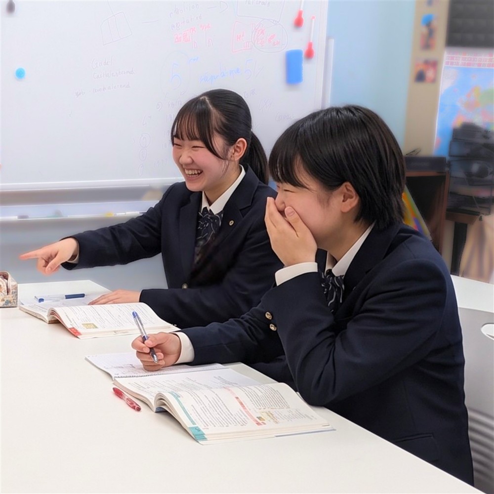 笑顔で学ぶ中学生・高校生